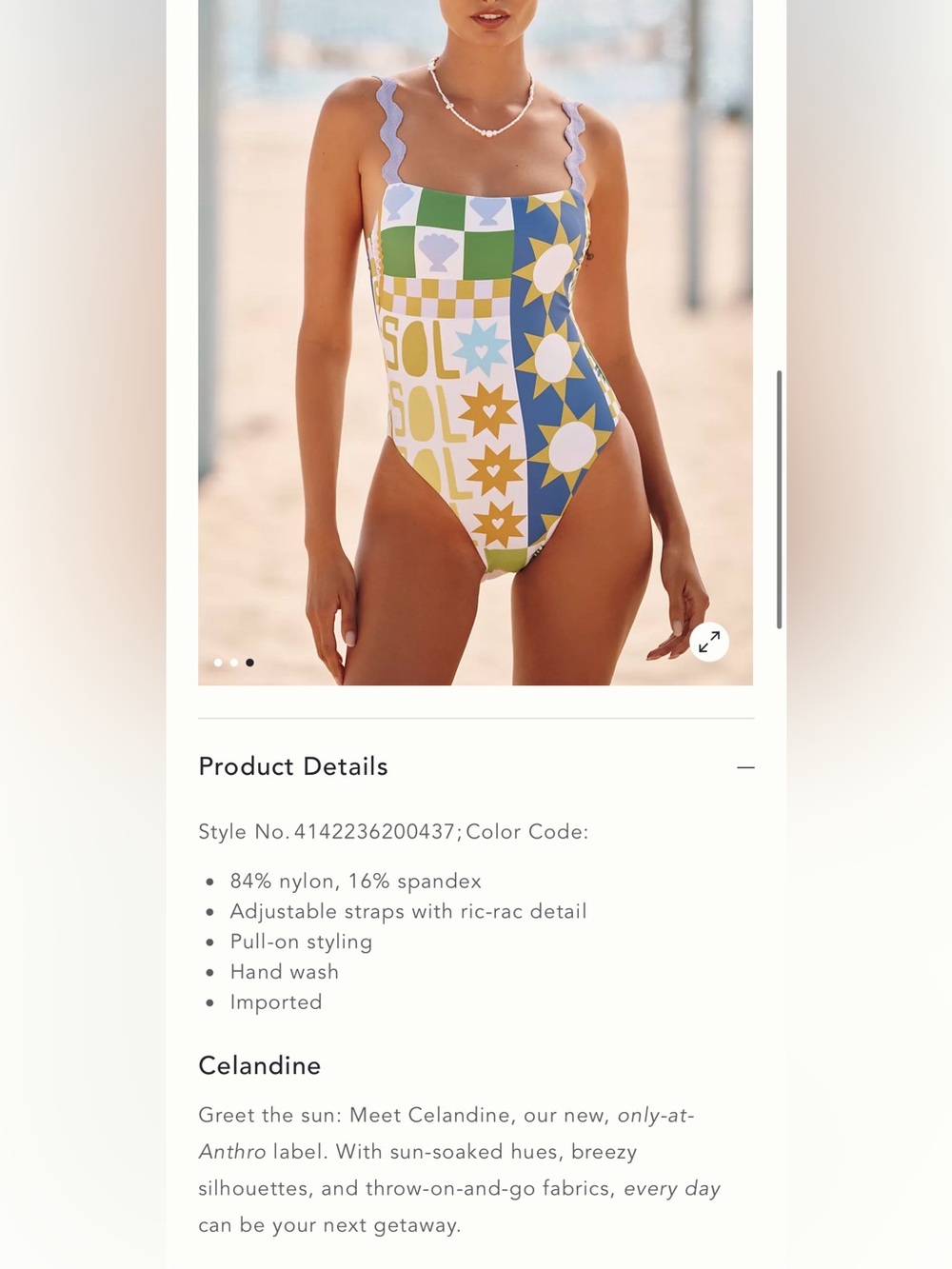 NWT Anthropologie One-Piece Swimsuit Multicolor Sun & Star Print size Medium - Picture 8 of 8